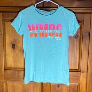 Aqua Blue Girls Colorful Williamsburg Virginia Short Sleeve Shirt